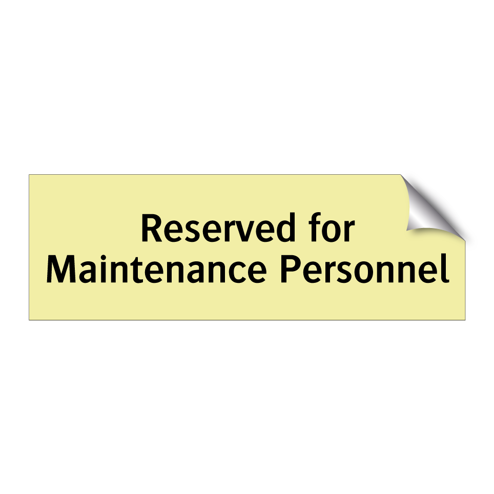 Reserved for Maintenance Personnel