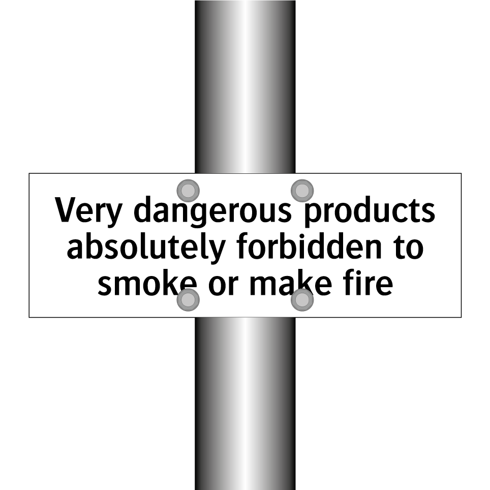 Very dangerous products absolutely forbidden to smoke or make fire
