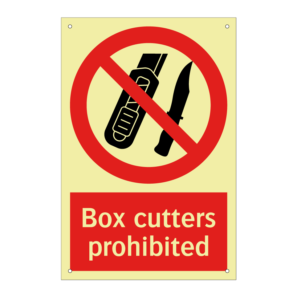 Box cutters prohibited