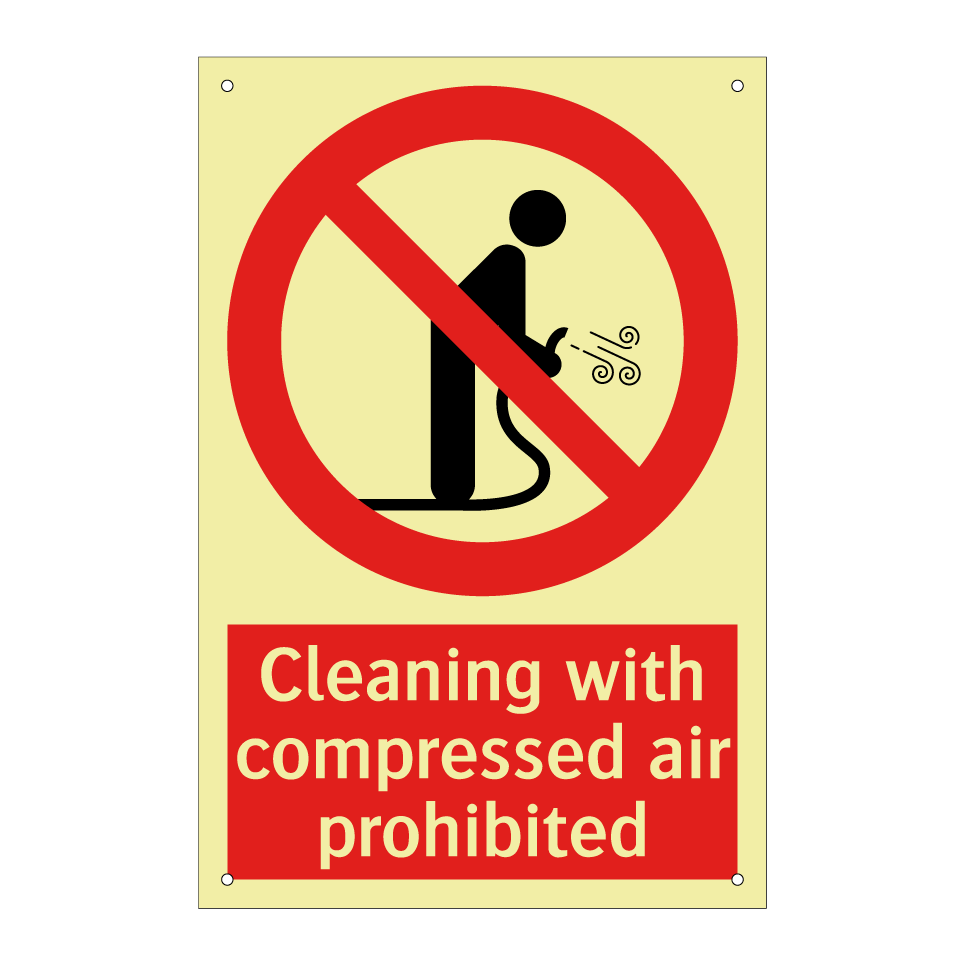 Cleaning with compressed air prohibited