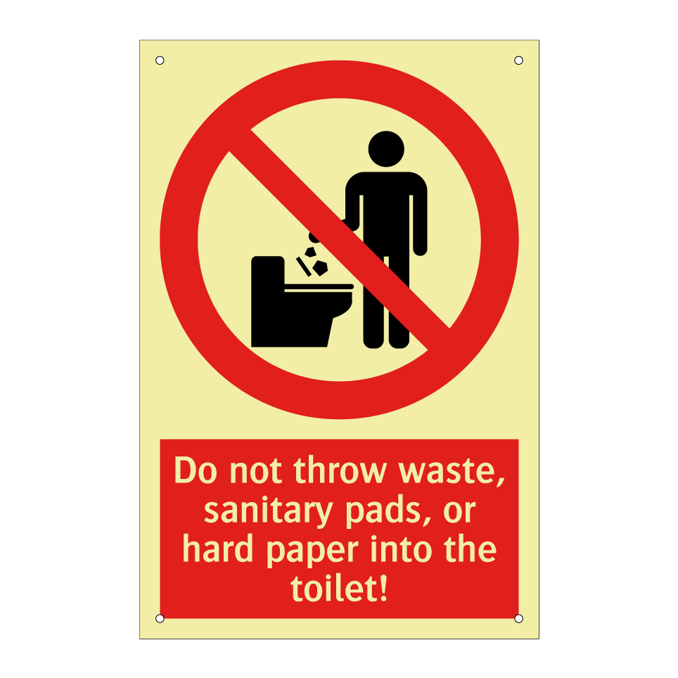 Do not throw waste, sanitary pads, or hard paper into the toilet!