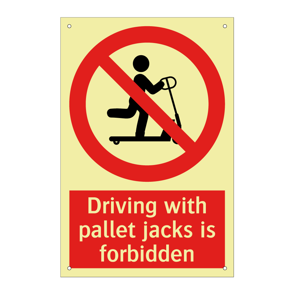 Driving with pallet jacks is forbidden