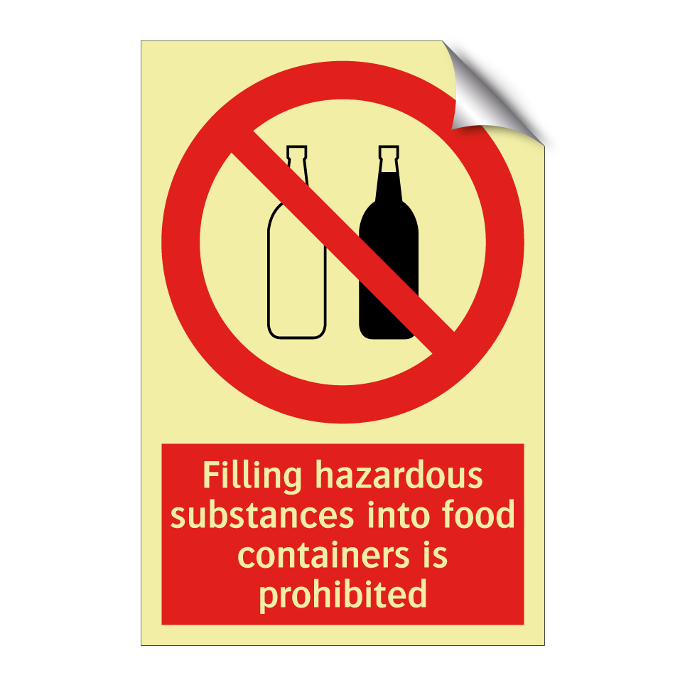 Filling hazardous substances into food containers is prohibited