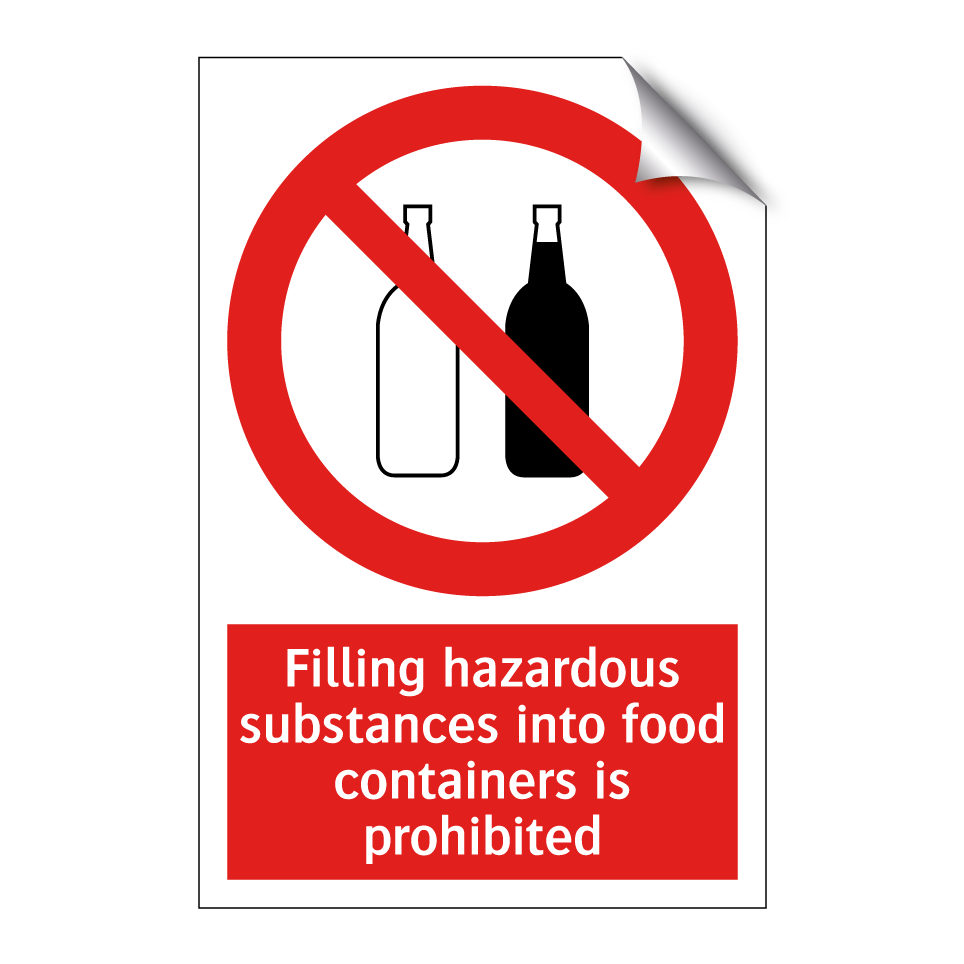 Filling hazardous substances into food containers is prohibited