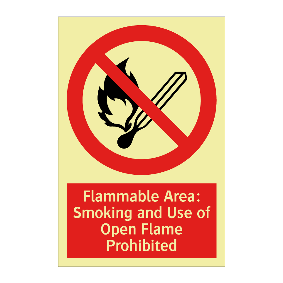 Flammable Area: Smoking and Use of Open Flame Prohibited