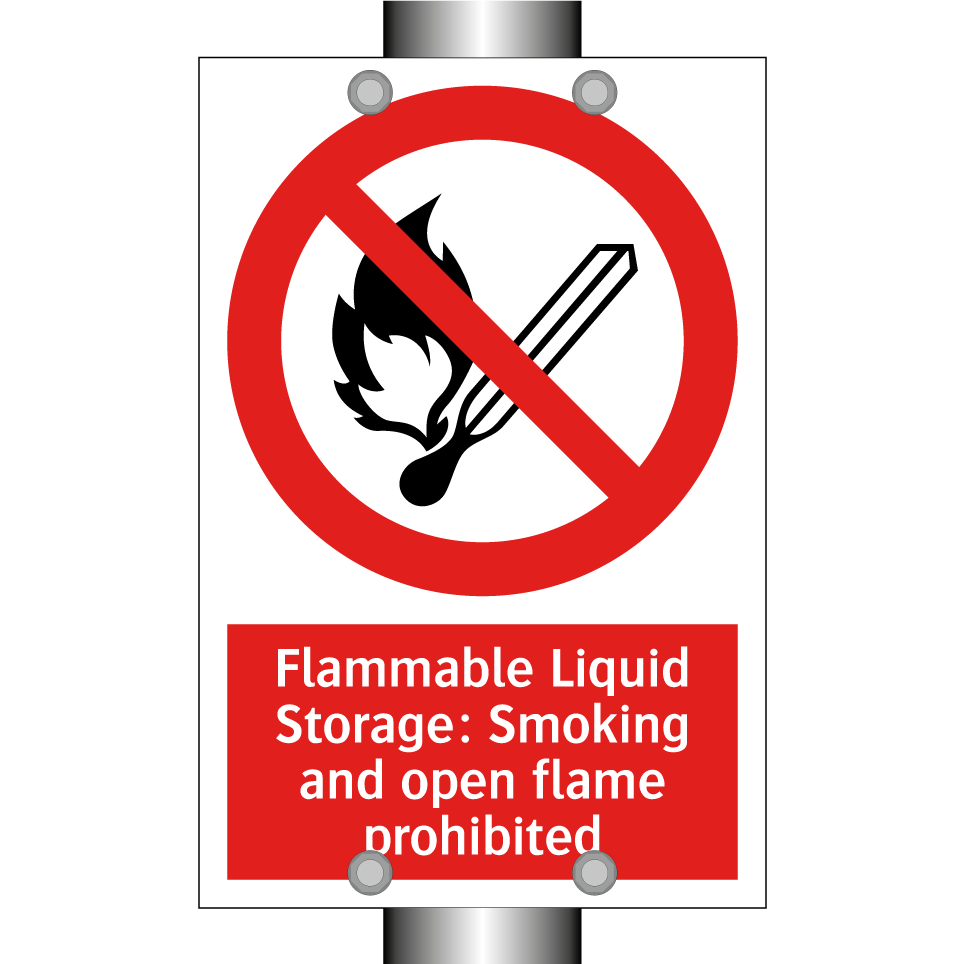 Flammable Liquid Storage: Smoking and open flame prohibited