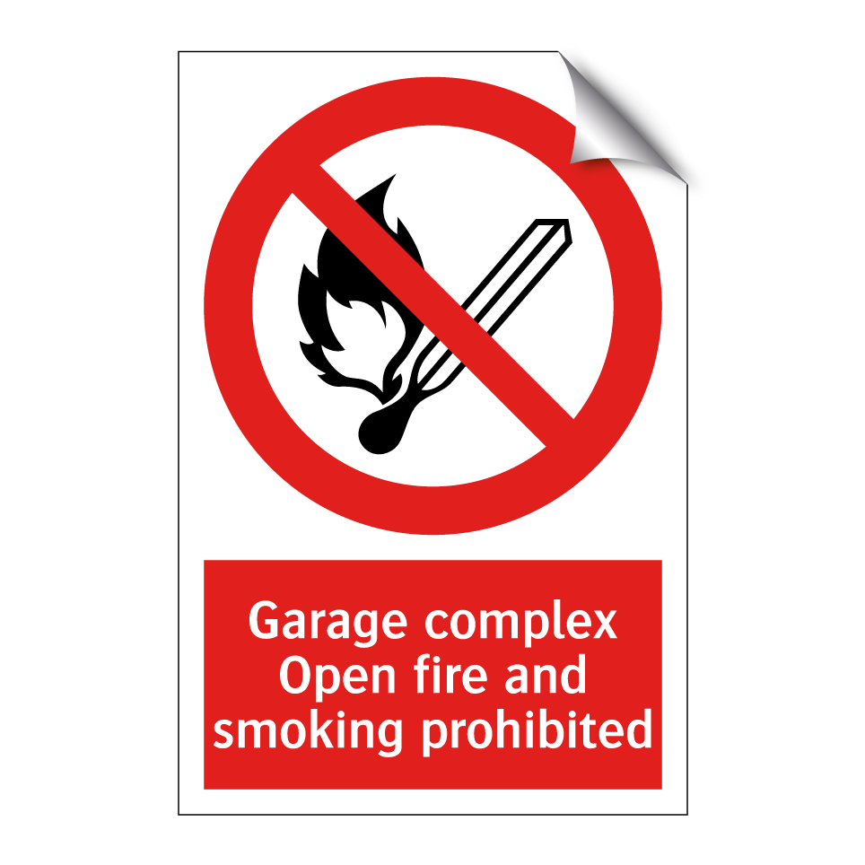 Garage complex Open fire and smoking prohibited