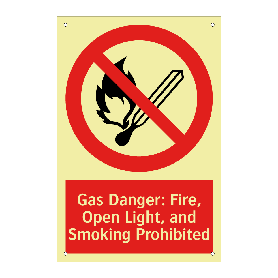 Gas Danger: Fire, Open Light, and Smoking Prohibited