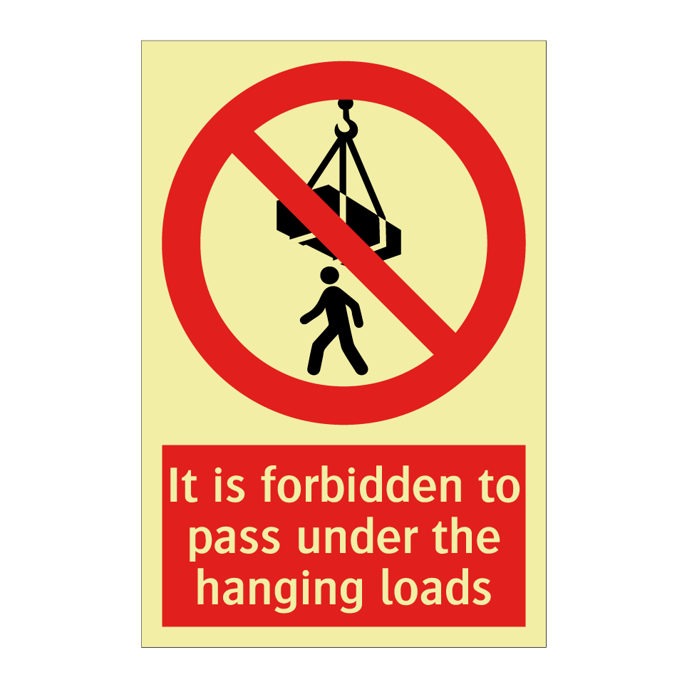 It is forbidden to pass under the hanging loads