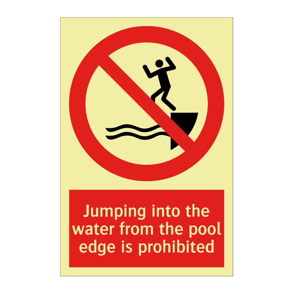 Jumping into the water from the pool edge is prohibited