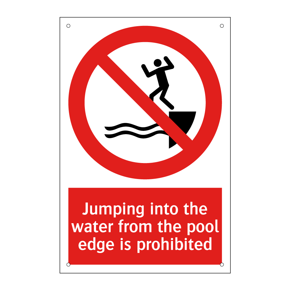 Jumping into the water from the pool edge is prohibited