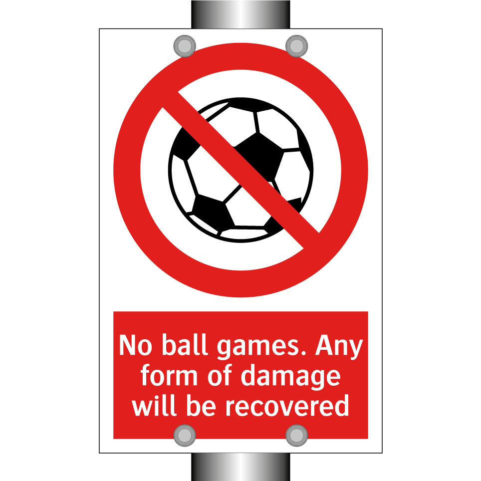 No ball games. Any form of damage will be recovered