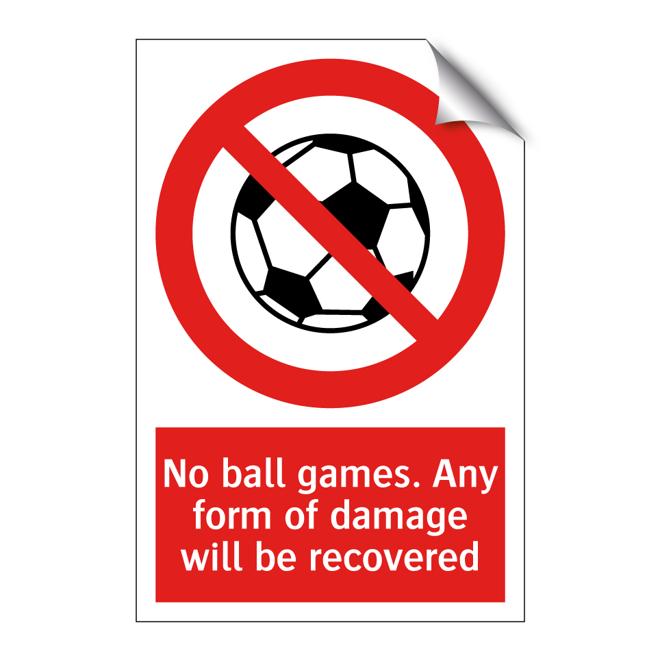No ball games. Any form of damage will be recovered