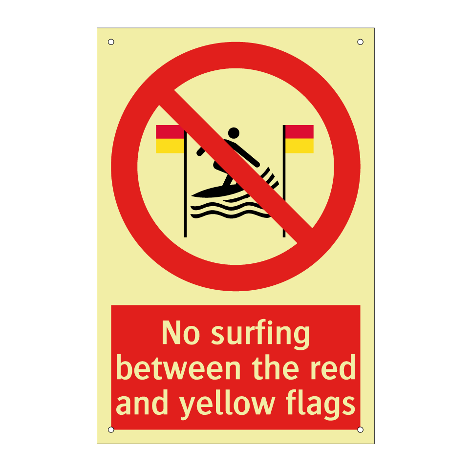 No surfing between the red and yellow flags