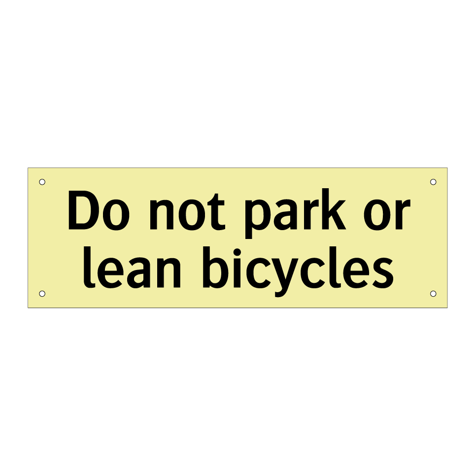 Do not park or lean bicycles