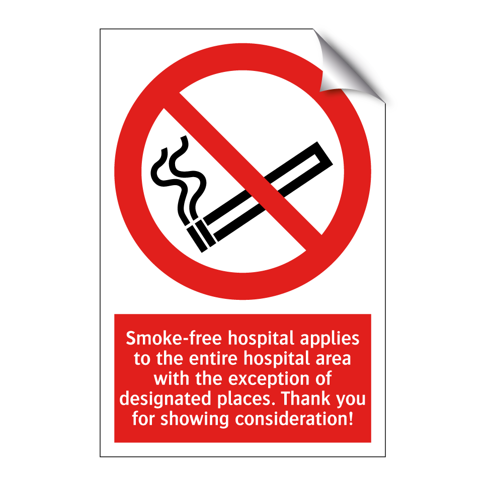 Smoke-free hospital applies to the entire hospital area with the exception of designated places. Thank you for showing consideration!