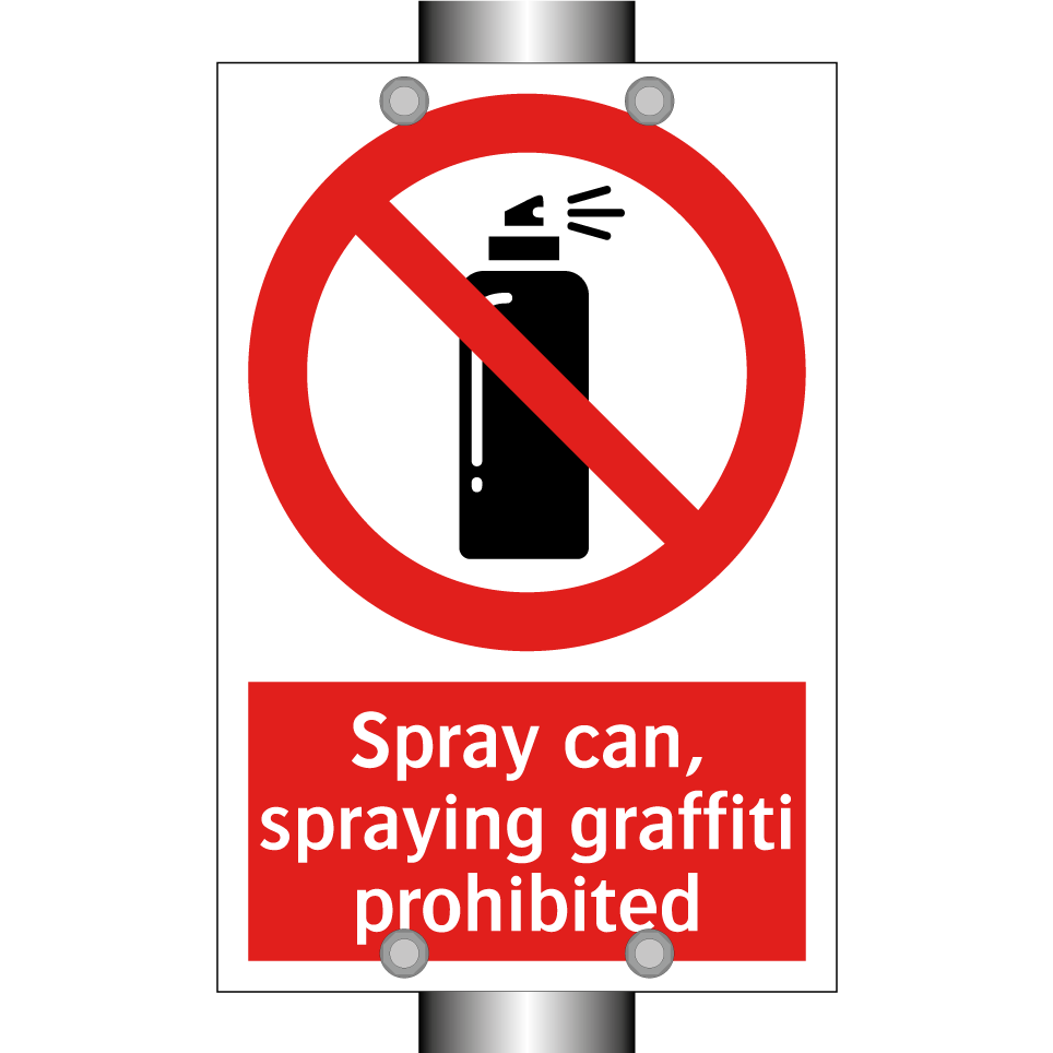 Spray can, spraying graffiti prohibited