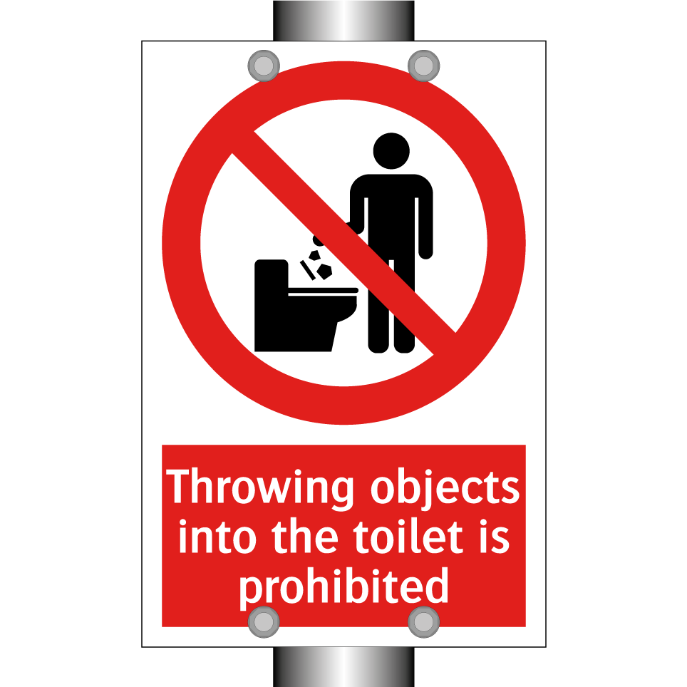 Throwing objects into the toilet is prohibited