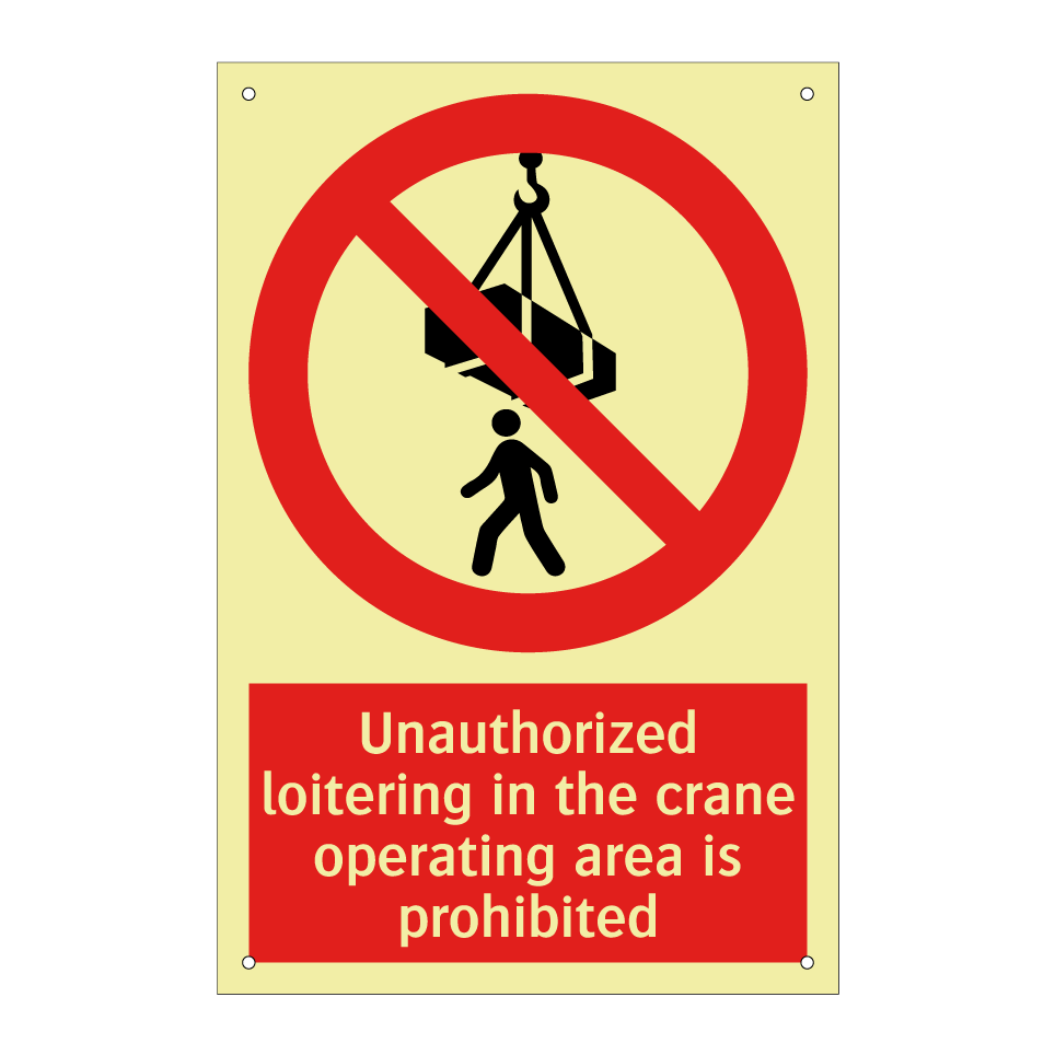 Unauthorized loitering in the crane operating area is prohibited