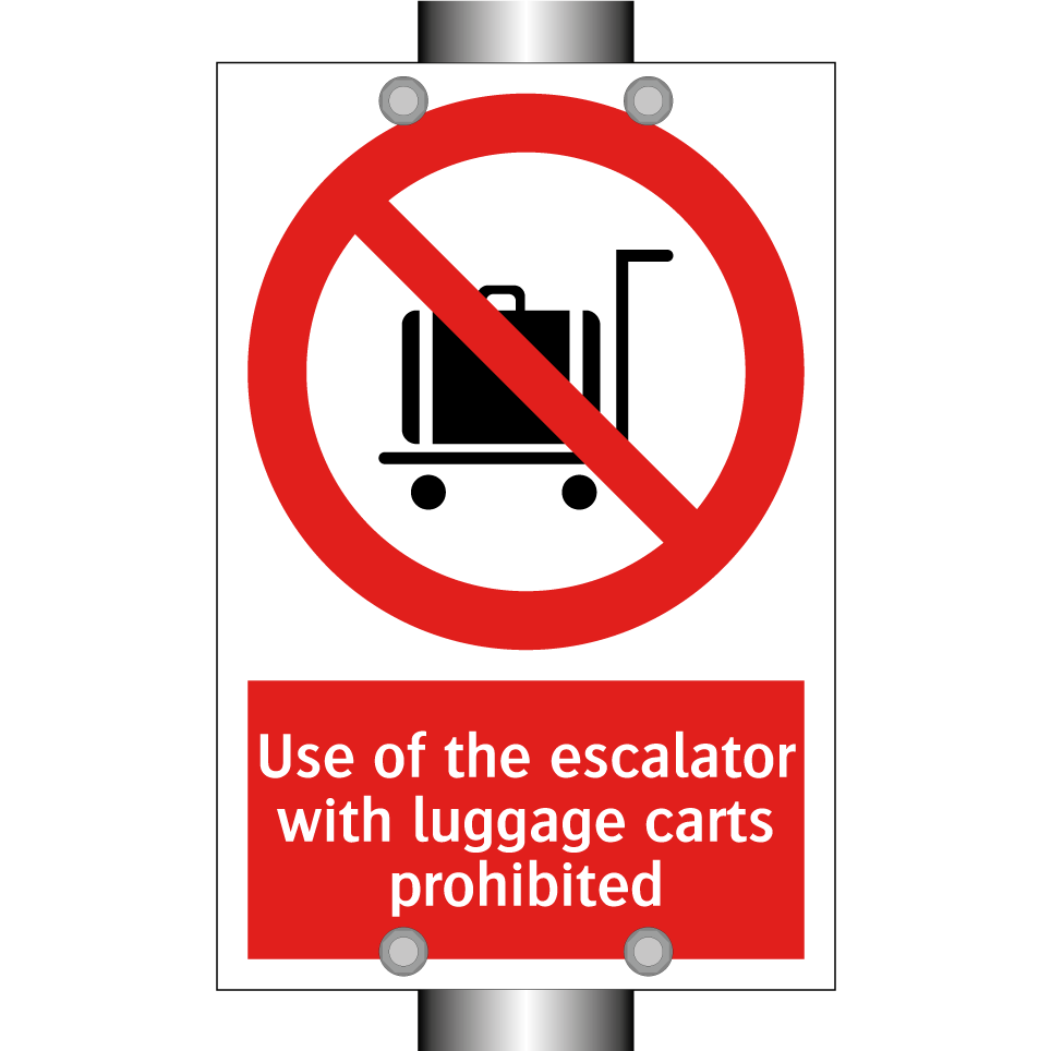 Use of the escalator with luggage carts prohibited