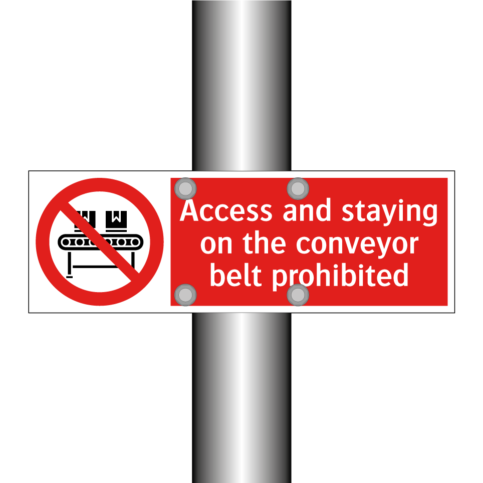 Access and staying on the conveyor belt prohibited