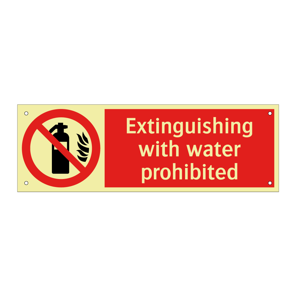 Extinguishing with water prohibited