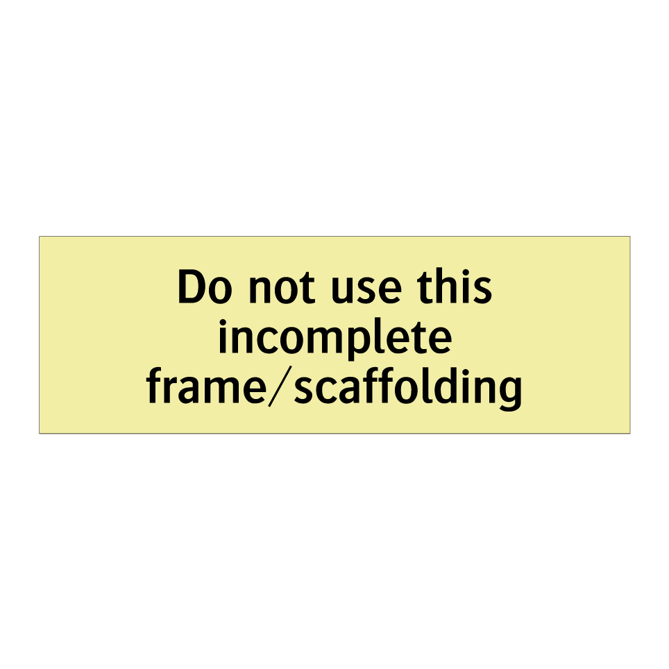 Do not use this incomplete frame/scaffolding