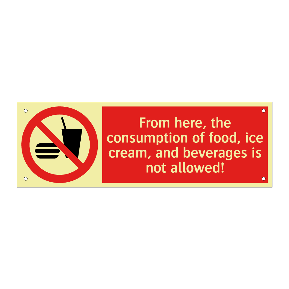 From here, the consumption of food, ice cream, and beverages is not allowed!