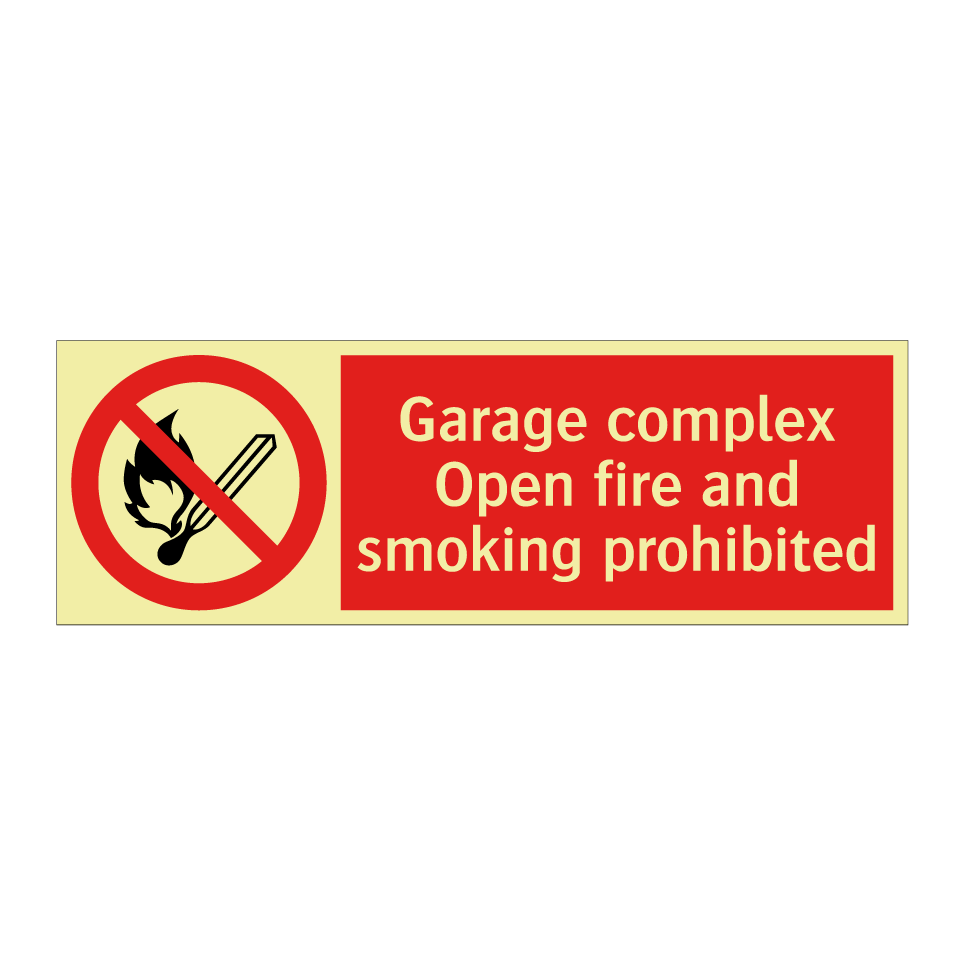 Garage complex Open fire and smoking prohibited