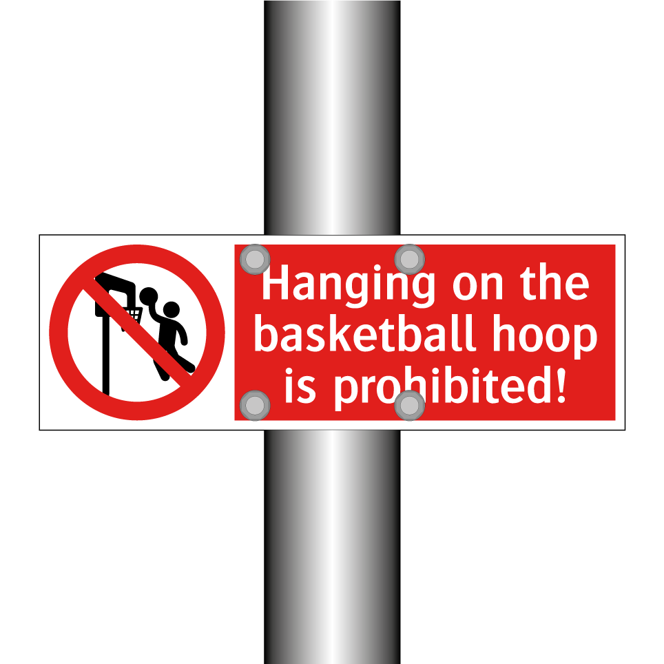 Hanging on the basketball hoop is prohibited!