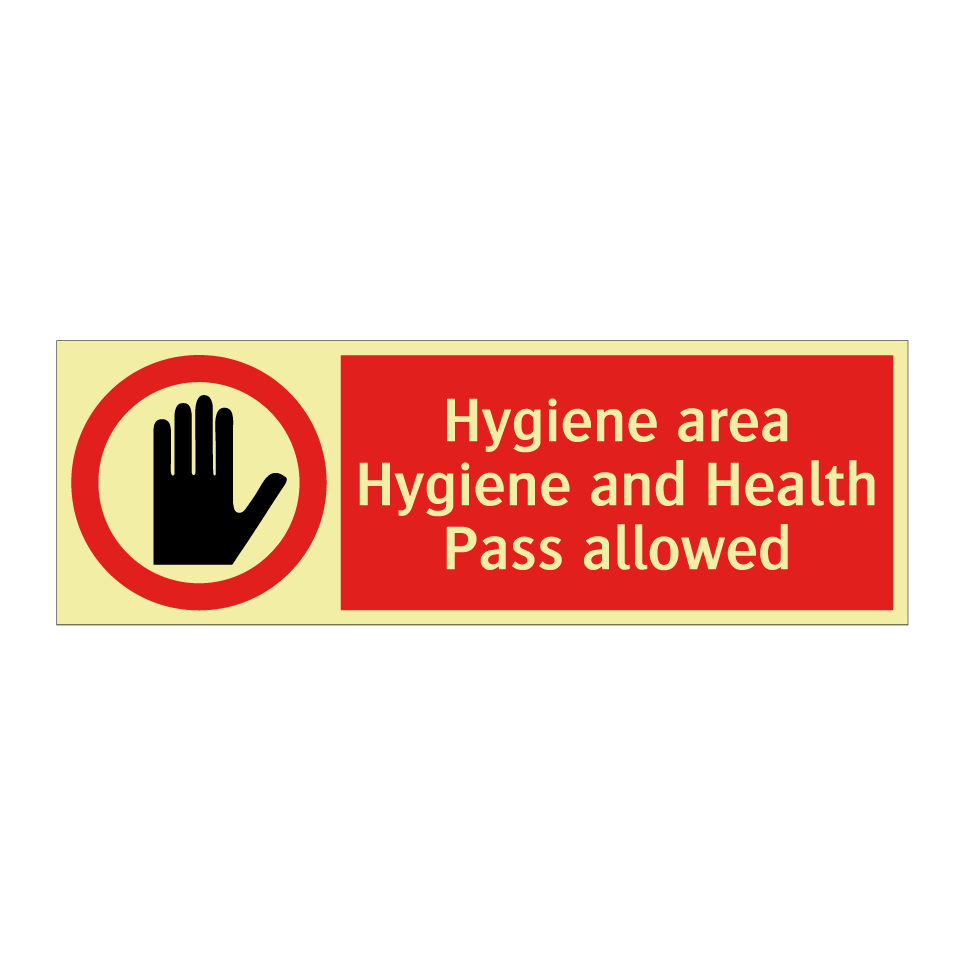 Hygiene area Hygiene and Health Pass allowed