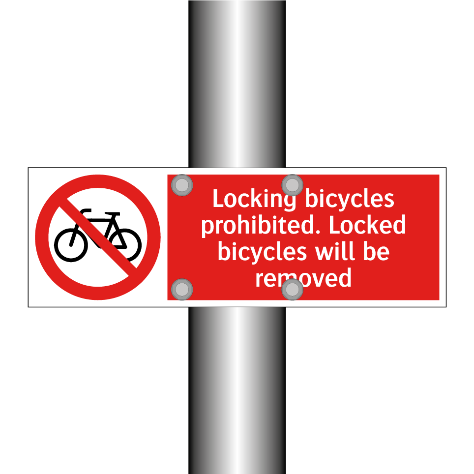 Locking bicycles prohibited. Locked bicycles will be removed