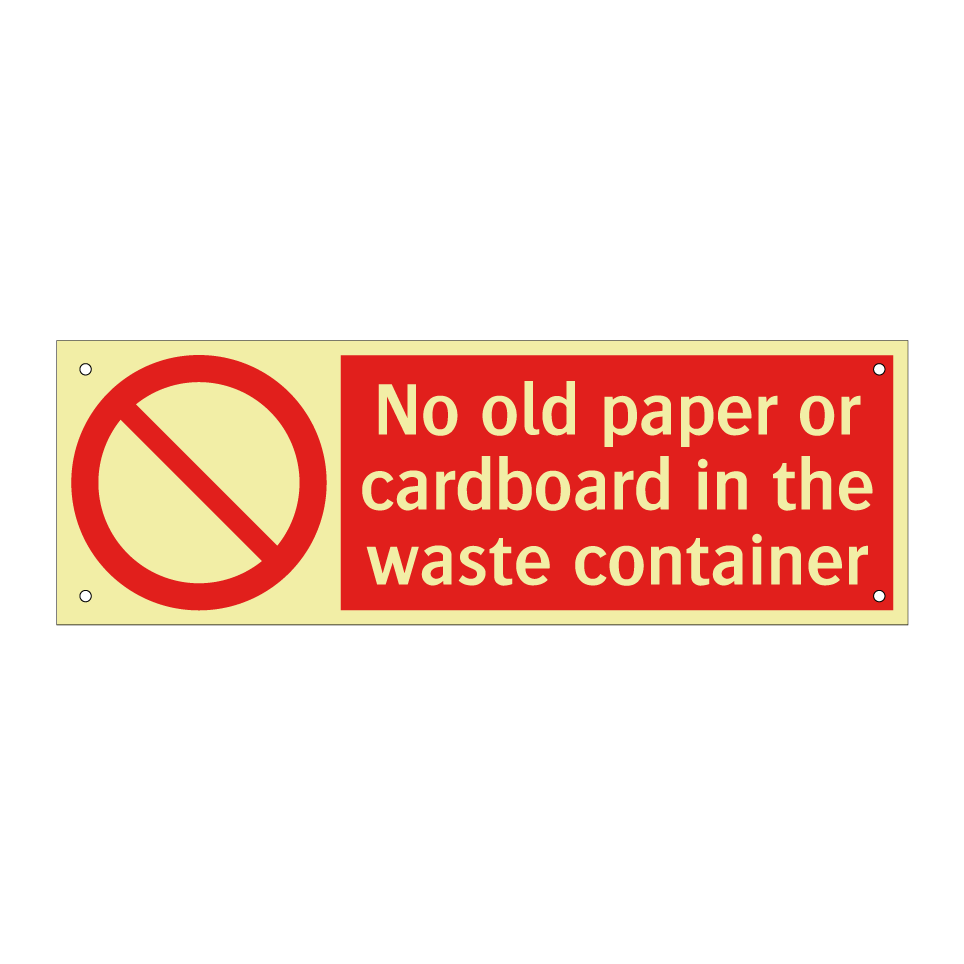 No old paper or cardboard in the waste container