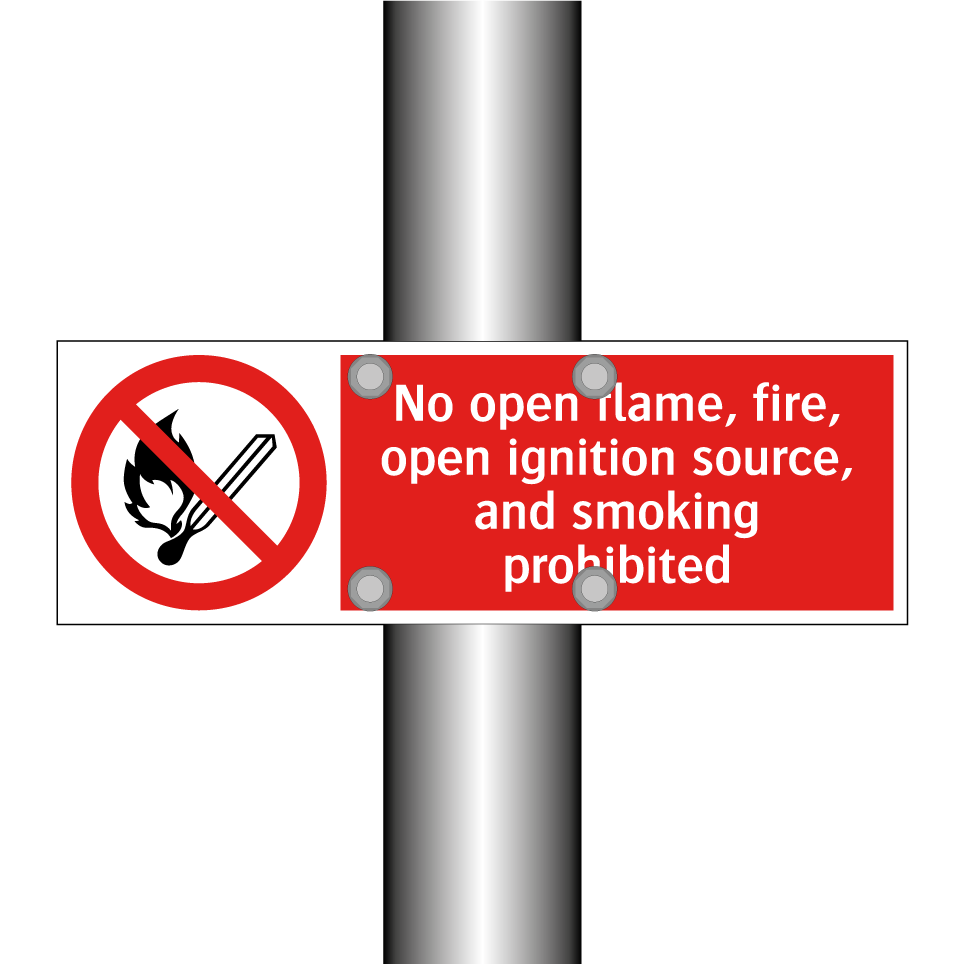 No open flame, fire, open ignition source, and smoking prohibited