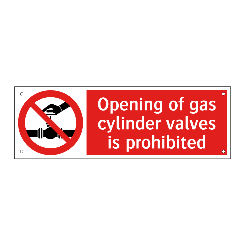 Opening of gas cylinder valves is prohibited