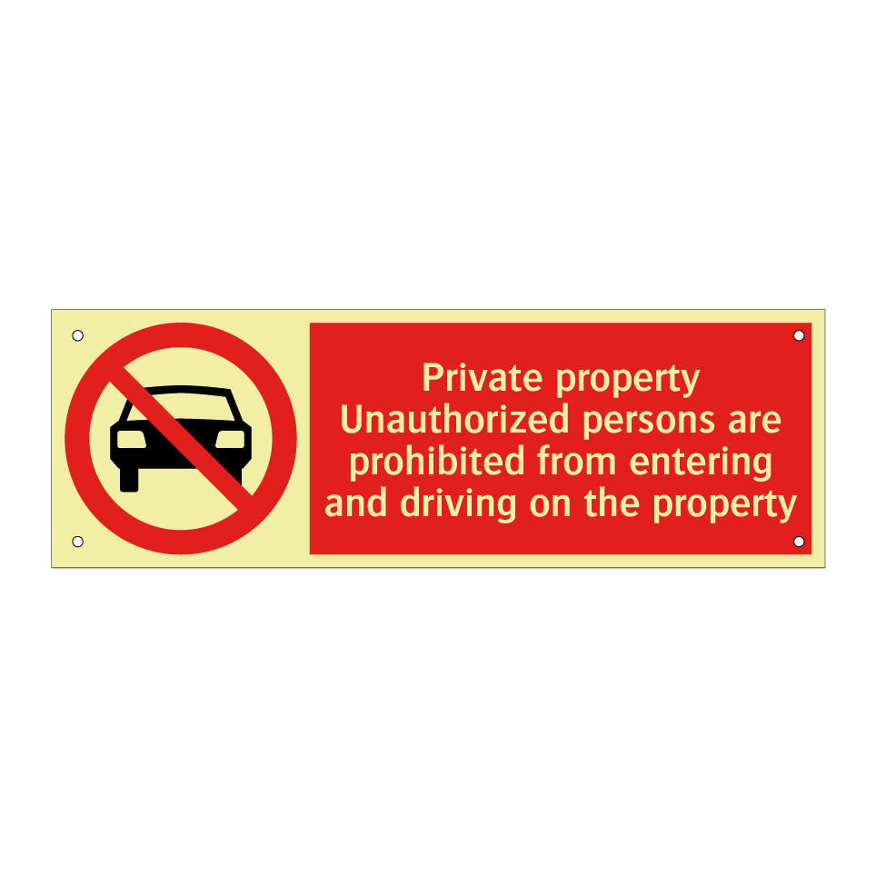 Private property Unauthorized persons are prohibited from entering and driving on the property