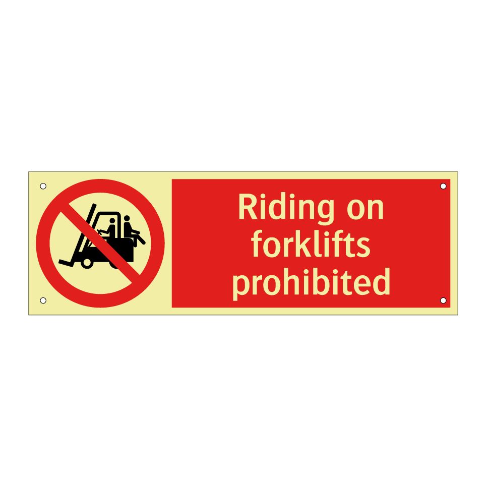 Riding on forklifts prohibited