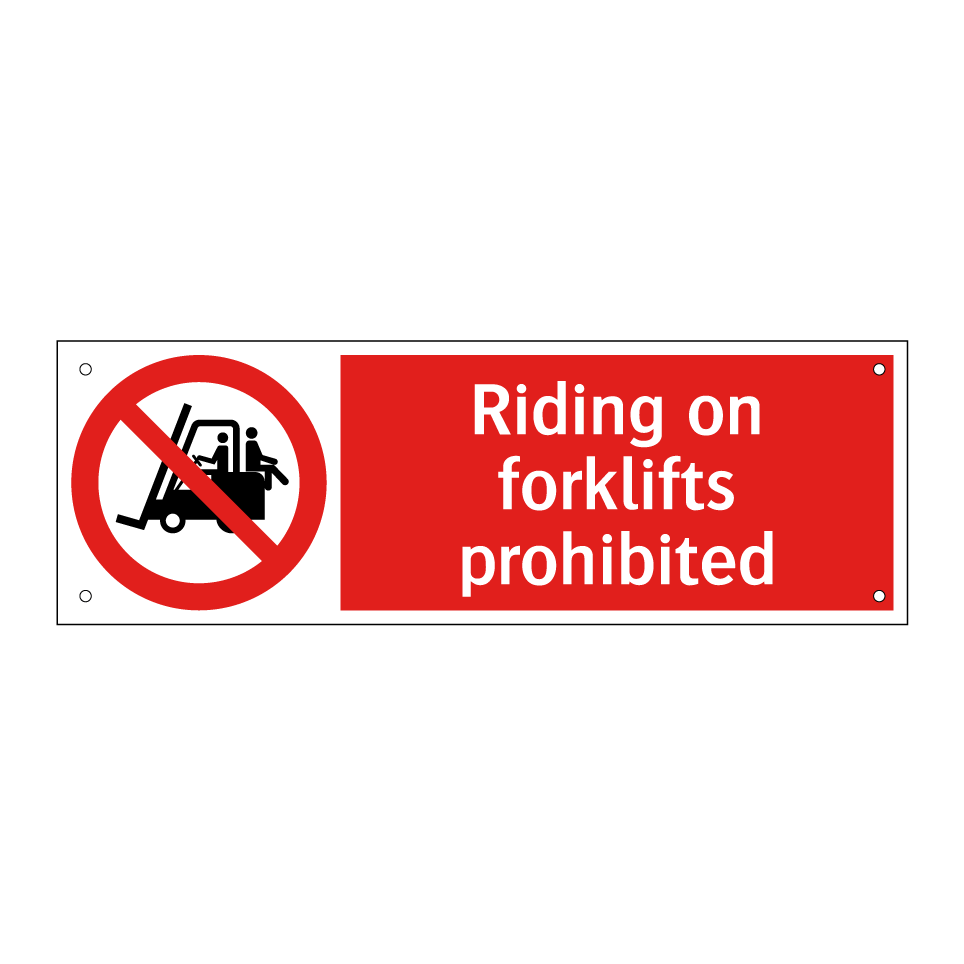 Riding on forklifts prohibited