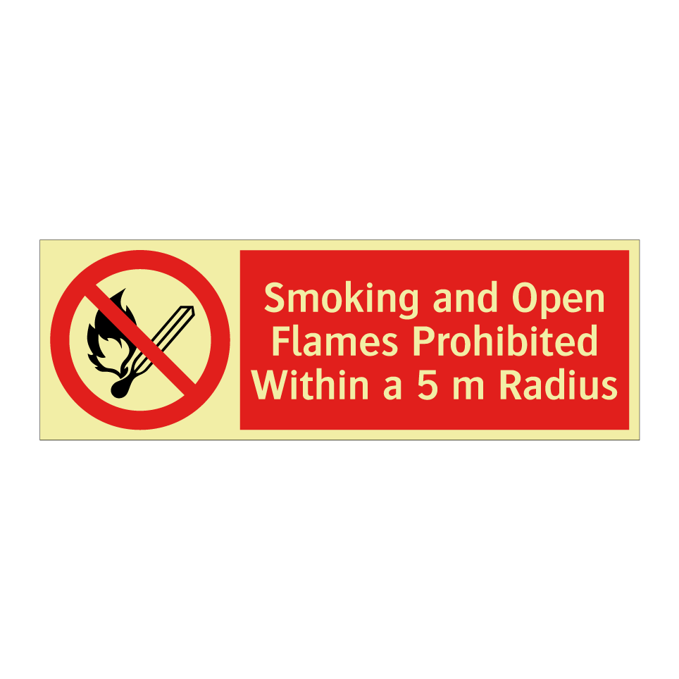 Smoking and Open Flames Prohibited Within a 5 m Radius