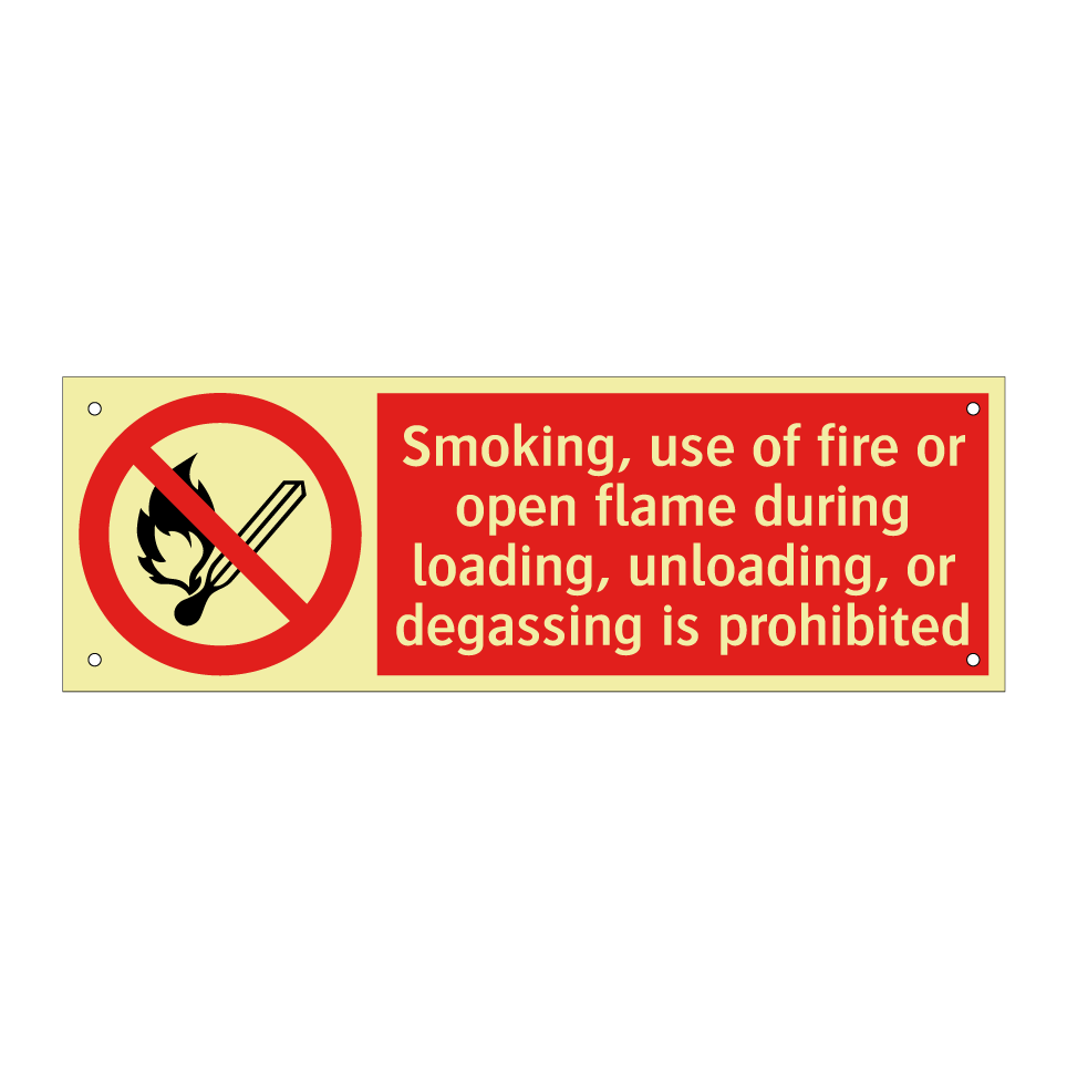 Smoking, use of fire or open flame during loading, unloading, or degassing is prohibited
