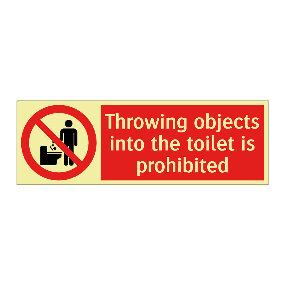 Throwing objects into the toilet is prohibited