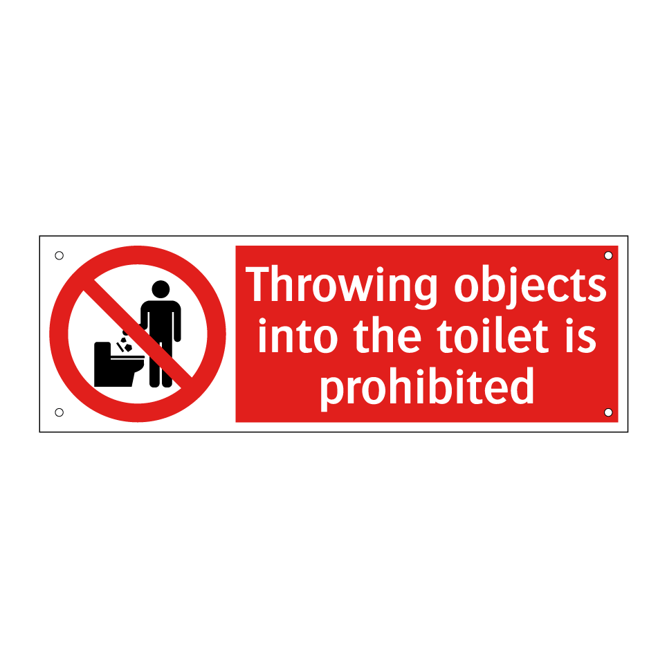 Throwing objects into the toilet is prohibited