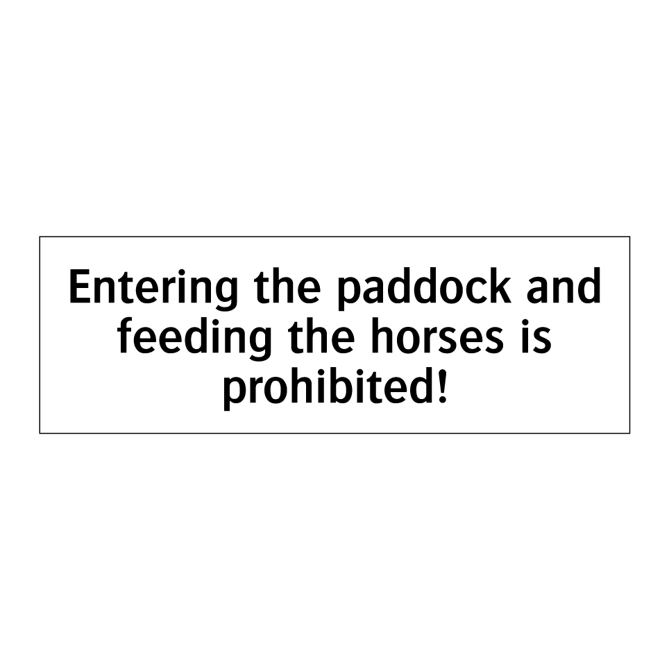 Entering the paddock and feeding the horses is prohibited!