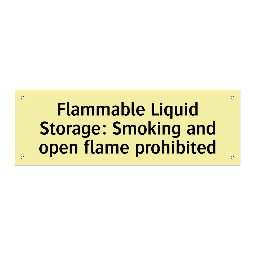 Flammable Liquid Storage: Smoking and open flame prohibited