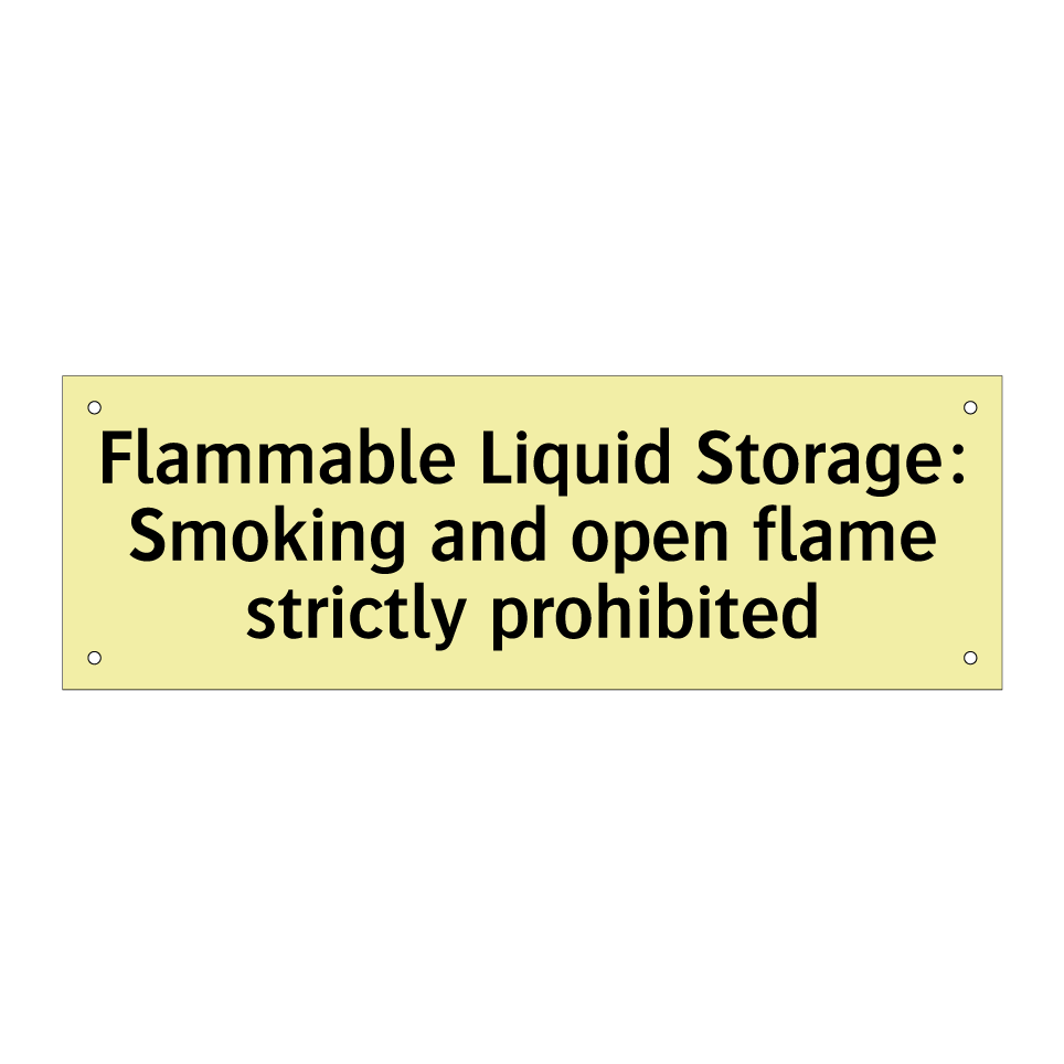 Flammable Liquid Storage: Smoking and open flame strictly prohibited