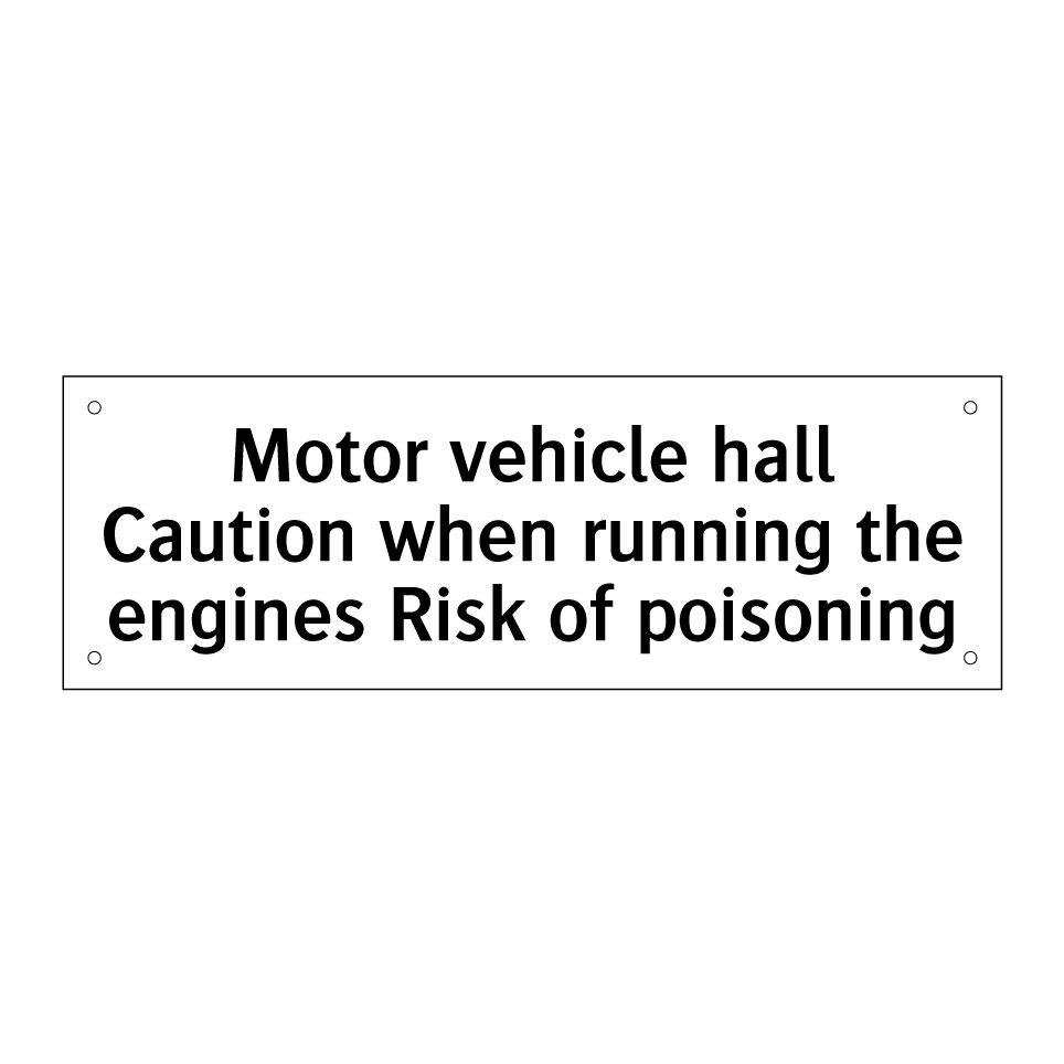 Motor vehicle hall Caution when running the engines Risk of poisoning