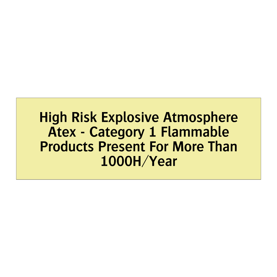 High Risk Explosive Atmosphere Atex - Category 1 Flammable Products Present For More Than 1000H/Year