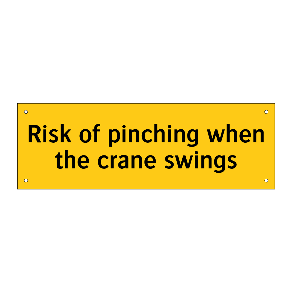 Risk of pinching when the crane swings