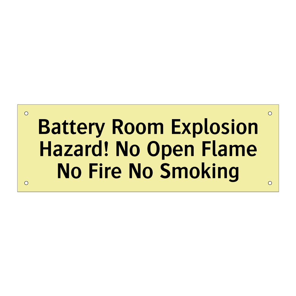 Battery Room Explosion Hazard! No Open Flame No Fire No Smoking