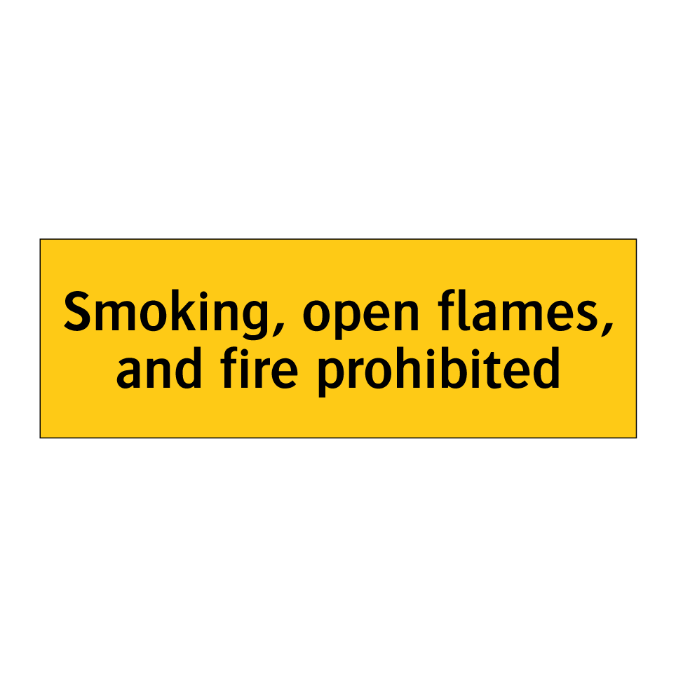 Smoking, open flames, and fire prohibited